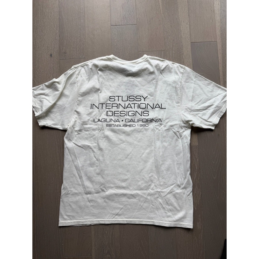 Stussy International Designs White Reflective Pigment Dyed Tee Large 1905170
